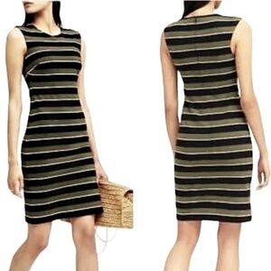Banana Republic Striped Black and Tan Sleeveless sheath Dress, size 0 office